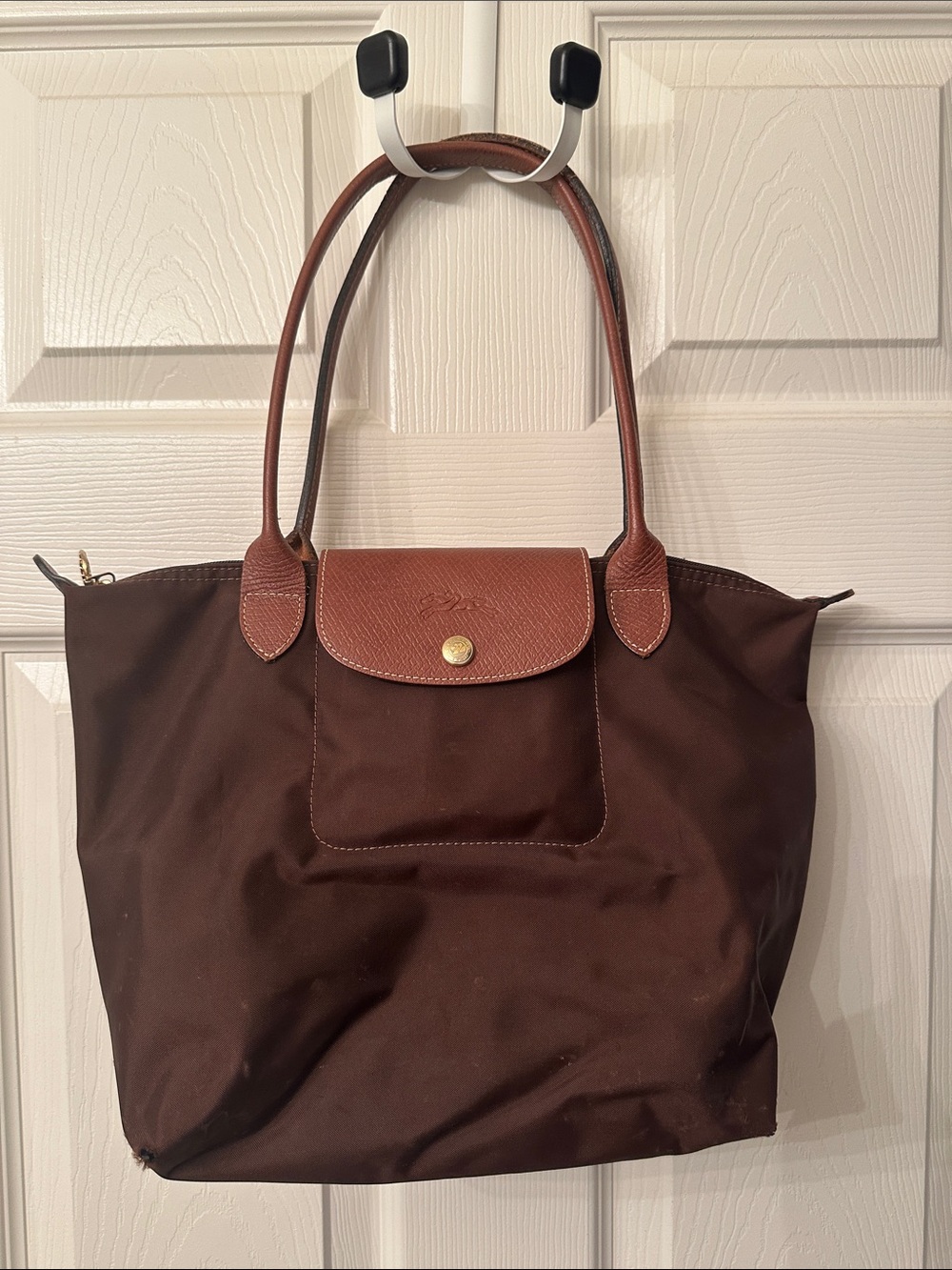Longchamp Le Pliage Original Shoulder Tote Bag Medium Small Brown Chocolate Moch